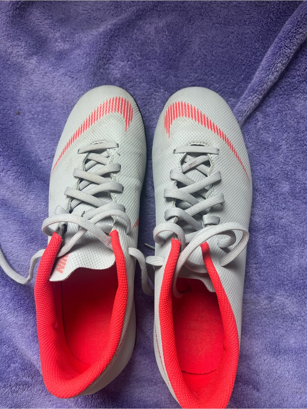 Light Gray and Coral women’s cleats Nike Shoes